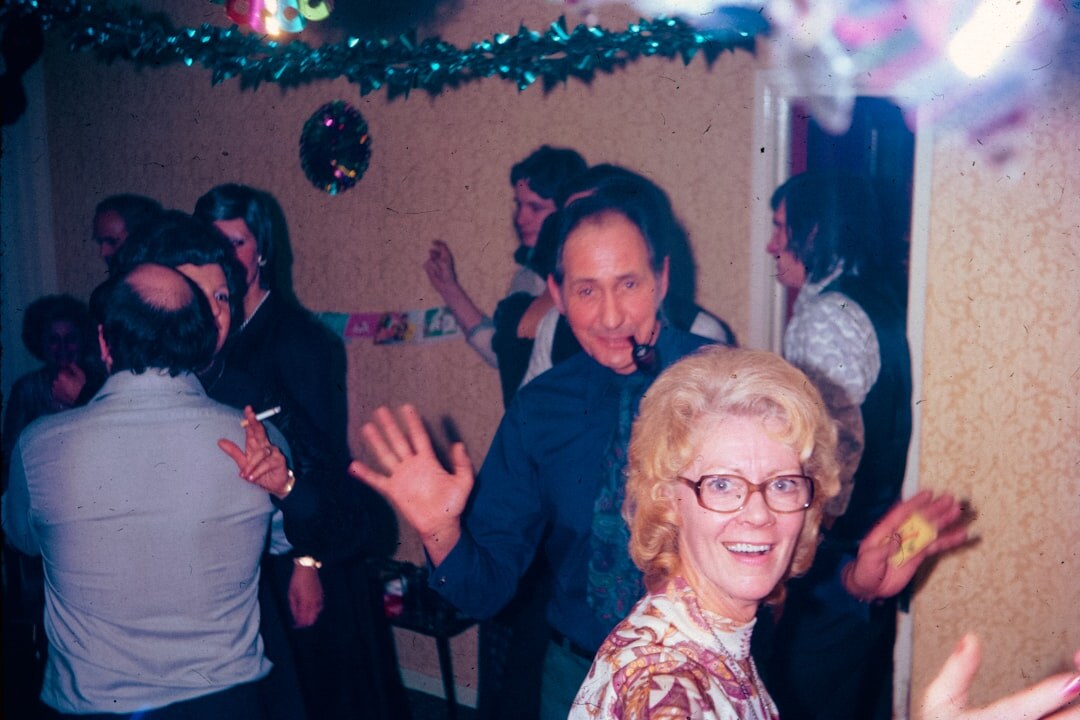 group of celebrities at party